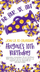 Birthday Cheer Purple Gold Text Invite: Birthday Cheer Set