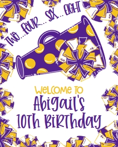 Birthday Cheer Purple Gold Welcome Sign: Birthday Cheer Set