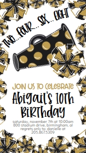 Birthday Cheer Black Gold Text Invite: Birthday Cheer Set