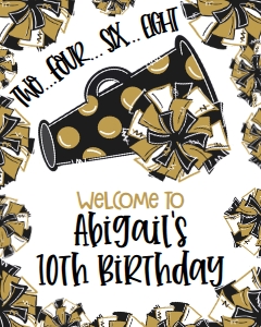 Birthday Cheer Black Gold Welcome Sign: Birthday Cheer Set