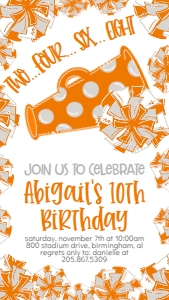 Birthday Cheer Orange Grey Text Invite: Birthday Cheer Set