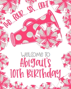 Birthday Cheer Pink Grey Welcome Sign: Birthday Cheer Set