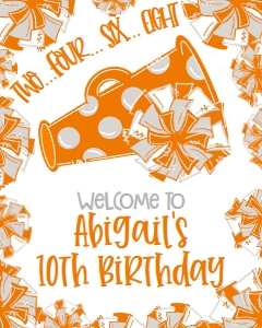 Birthday Cheer Orange Grey Welcome Sign: Birthday Cheer Set
