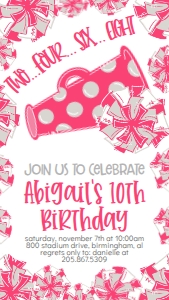 Birthday Cheer Pink Grey Text Invite: Birthday Cheer Set