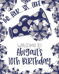 Birthday Cheer Navy Grey Welcome Sign: Birthday Cheer Set