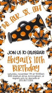 Birthday Cheer Black Orange Text Invite: Birthday Cheer Set