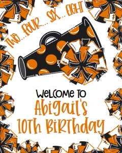 Birthday Cheer Black Orange Welcome Sign: Birthday Cheer Set
