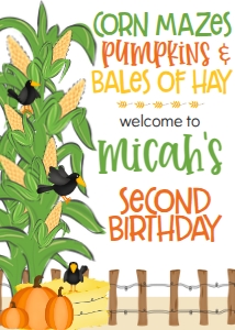 Fall Birthday Corn Maze Pumpkins Hay Welcome Sign 8x10: Birthday Fall Corn Maze Pumpkins Hay