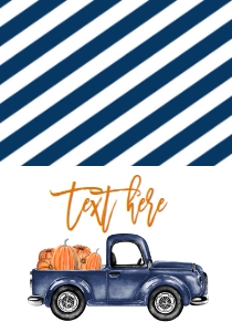 Birthday Pumpkin Navy Blue Truck Leaves Hay Food Tent: Birthday Pumpkin Navy Blue Truck Leaves Hay Invite