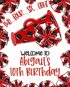 Birthday Cheer Red Black Welcome Sign: Birthday Cheer Set