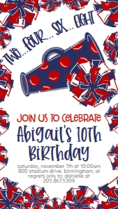 Birthday Cheer Navy Red Text Invite: Birthday Cheer Set
