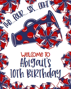 Birthday Cheer Navy Red Welcome Sign: Birthday Cheer Set
