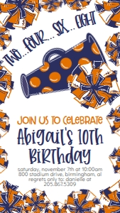 Birthday Cheer Navy Orange Text Invite: Birthday Cheer Set