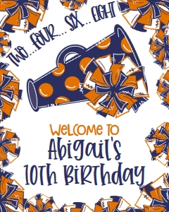 Birthday Cheer Navy Orange Welcome Sign: Birthday Cheer Set