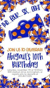 Birthday Cheer Blue Orange Text Invite: Birthday Cheer Set