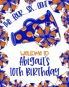 Birthday Cheer Blue Orange Welcome Sign: Birthday Cheer Set