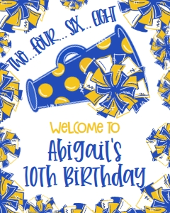 Birthday Cheer Blue Gold Welcome Sign: Birthday Cheer Set
