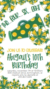 Birthday Cheer Green Gold Text Invite: Birthday Cheer Set