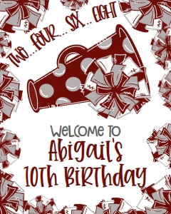 Birthday Cheer Maroon Grey Welcome Sign: Birthday Cheer Set