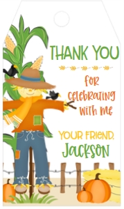 Fall Birthday Corn Maze Scarecrow Pumpkins Hay Blue Favor Tag: Fall Birthday Corn Maze Scarecrow Pumpkins Hay Blue