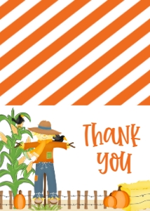 Fall Birthday Corn Maze Scarecrow Pumpkins Hay Blue Thank You: Fall Birthday Corn Maze Scarecrow Pumpkins Hay Blue