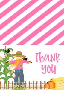 Fall Birthday Corn Maze Scarecrow Pumpkins Hay Pink Thank You: Fall Birthday Fall Birthday Corn Maze Scarecrow Pumpkins Hay PinkScarecrow Pumpkins Hay Pink