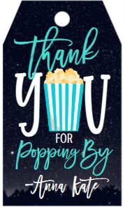 Birthday Movie Night Under the Stars Aqua Favor Tag: Birthday Movie Night Under the Stars Aqua