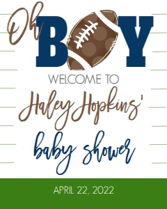Baby Shower Football Invite Oh Boy Welcome Sign 8x10: Baby Shower Football Invite Oh Boy