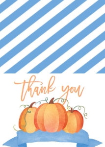 Birthday Blue Pumpkin Banner Thank You: Birthday Pumpkin Blue Banner