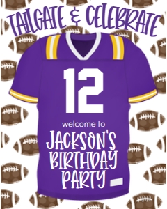 Birthday Football Game Time Purple Jersey Welcome Sign: Birthday Football Game Time Purple Jersey