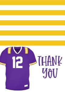 Birthday Football Game Time Purple Jersey Thank You: Birthday Football Game Time Purple Jersey