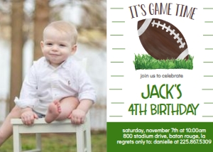 Birthday Football Game Time Photo Invite: Birthday Football Game Time