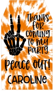 Halloween Tie Dye Peace Favor Tag: Halloween Tie Dye Peace