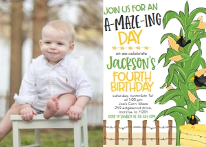 Birthday Fall Corn Maze Photo Invite: Birthday Fall Corn Maze