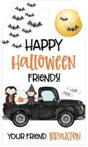Halloween Happy Halloween Drive-By Truck Favor Tag: Halloween Happy Halloween Drive-By Truck Favor Tag