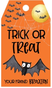 Halloween Bat Spider Web Moon Trick or Treat Favor Tag design preview