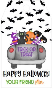 Halloween Bats Truck Animals Happy Halloween Favor Tag: Halloween Bats Truck Animals Happy Halloween Favor Tag