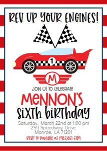Birthday Race Car Red design preview