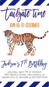 Birthday Tailgate Tiger AU Text Invite: Birthday Tailgate Tiger AU
