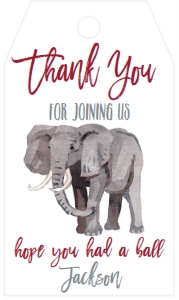 Birthday Tailgate Time Elephant Favor Tag: Birthday Tailgate Time Elephant