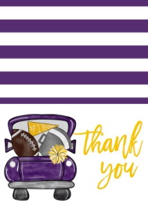 Birthday Football Purple Gold Truck Thank You: Birthday Football Purple Gold Truck