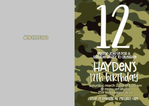 Birthday Number Camo Photo Invite: Birthday Number Camo