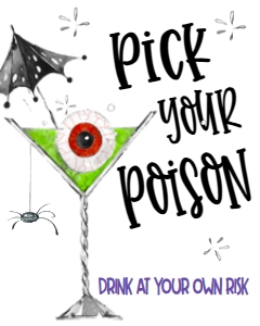 Halloween Pick your Poison Green Farm Sign: Halloween Boos or Booze Invite Green