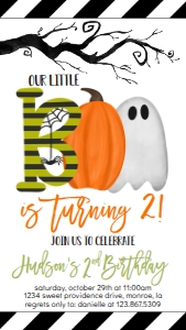 Birthday Boo Turning 2 Text Invite: Birthday Boo turning 2