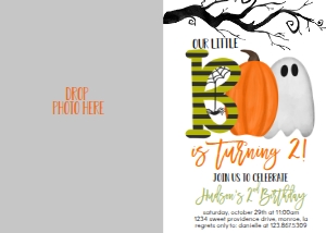 Halloween Boo Turning 2 Photo Invite: Birthday Boo turning 2