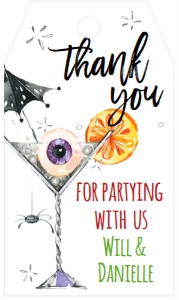 Halloween Boos or Booze Favor Tag: Halloween Eat Drink & Be Scary Invite