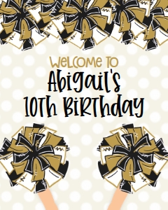 Birthday Cheer and Celebrate Black Gold Welcome Sign 8x10: Birthday Cheer and Celebrate Black Gold
