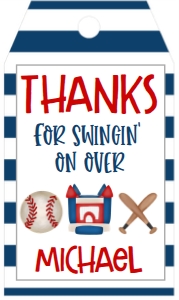 Birthday Baseball Trio Bouncy House Favor Tag: Birthday Baseball Trio Bouncy House