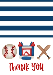 Birthday Baseball Trio Bouncy House Thank You: Birthday Baseball Trio Bouncy House
