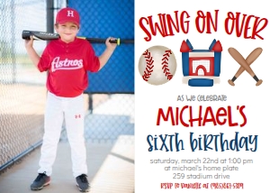 Birthday Baseball Trio Bouncy House Photo Invite: Birthday Baseball Trio Bouncy House
